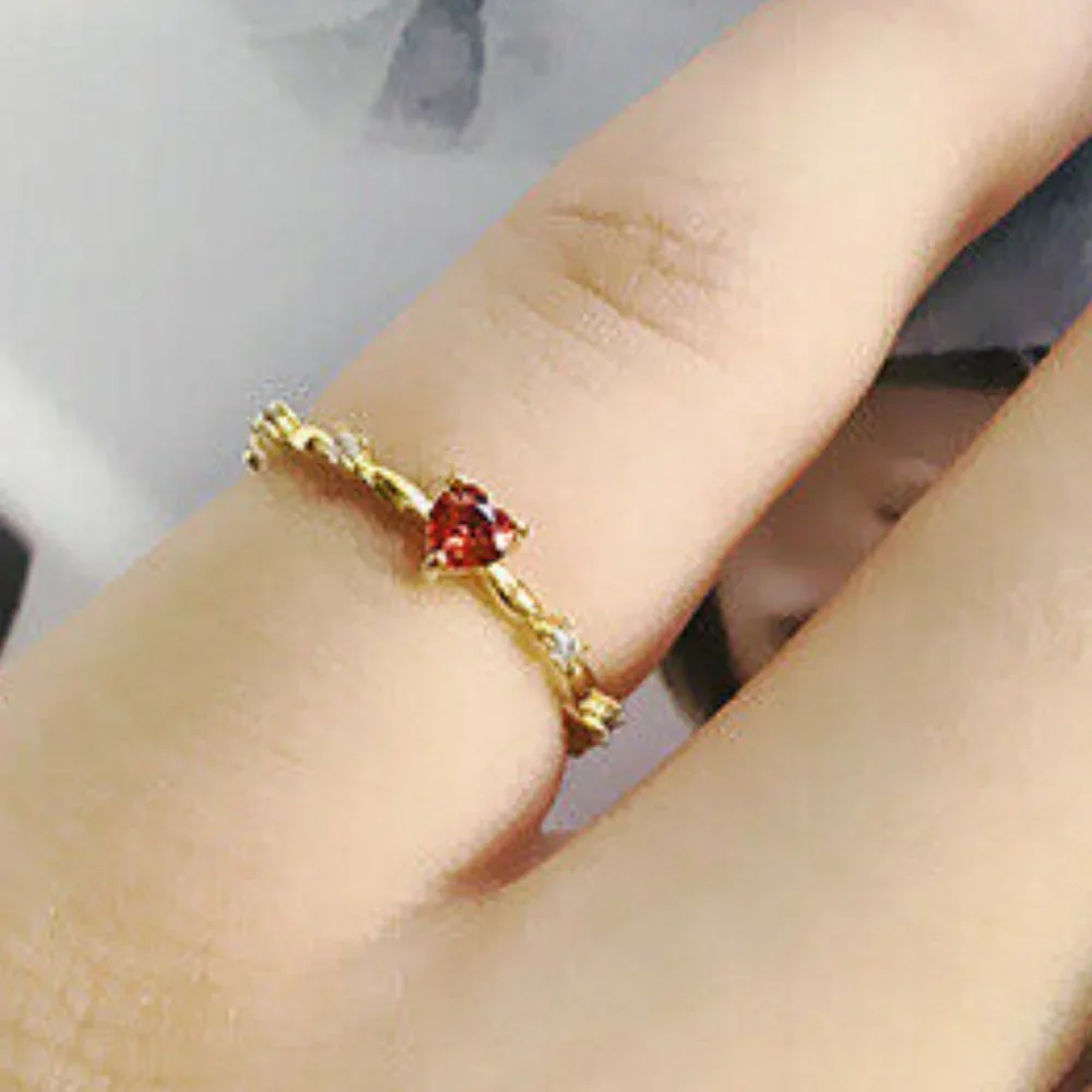 New 14k Gold Over Silver Ruby CZ Heart
